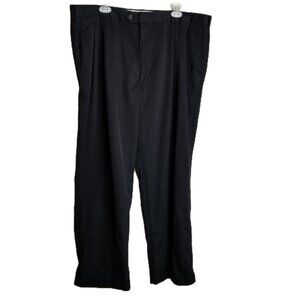 Braggi by Louis Raphael Mens Dress Pants 44x30 Black Pleated Cuffed